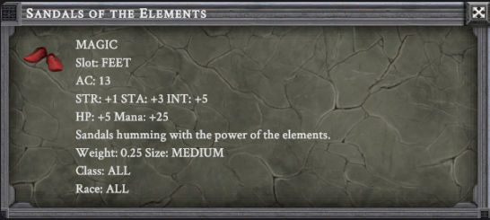SANDALS OF THE ELEMENTS item card